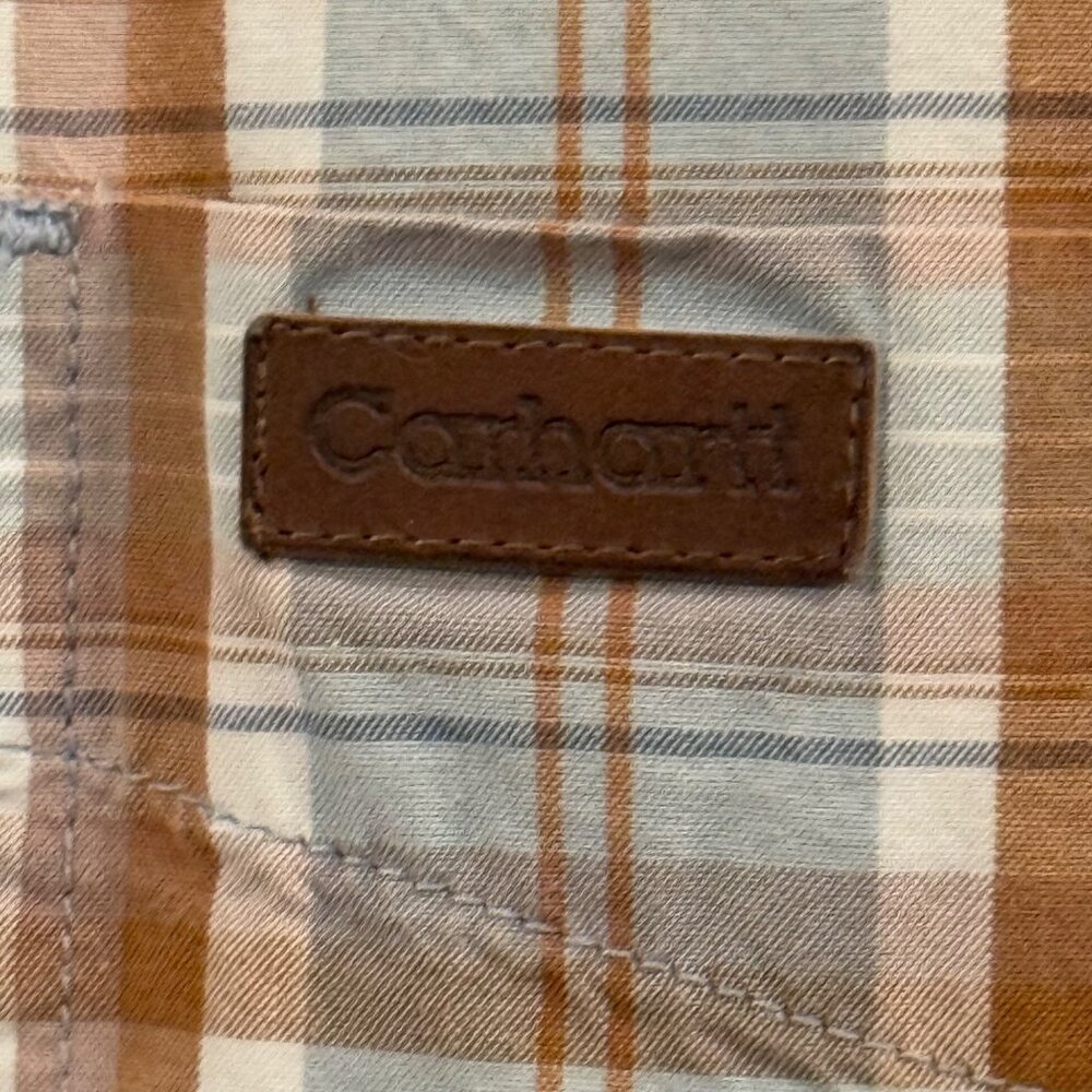 Carhartt Mens Plaid Button-Down Shirt Size L Tall 100% Cotton Short Sleeve - Picture 4 of 5